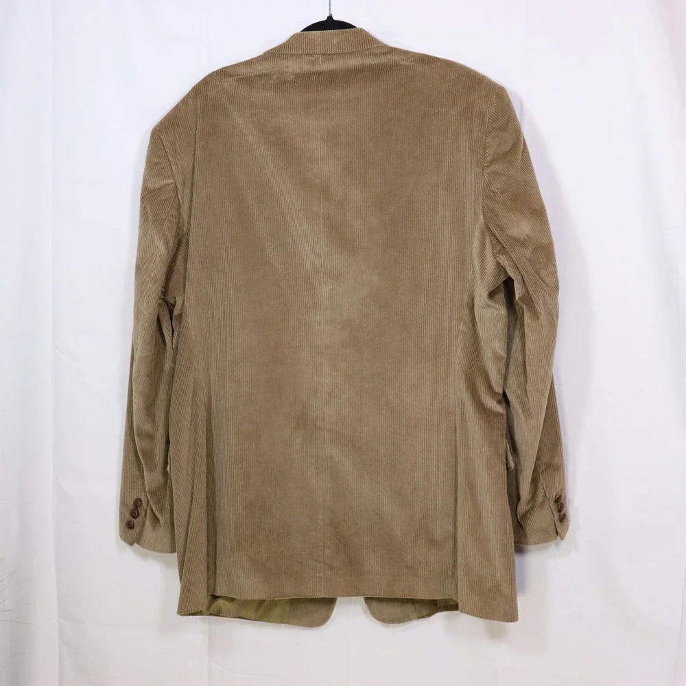 Monsieur Adolfo Corduroy Blazer Mens 46L Tan Two Button Sport Coat Dark Academia